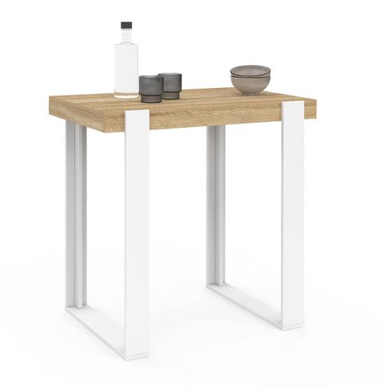Table haute de bar PHOENIX bois et blanc 90 cm - Image 3