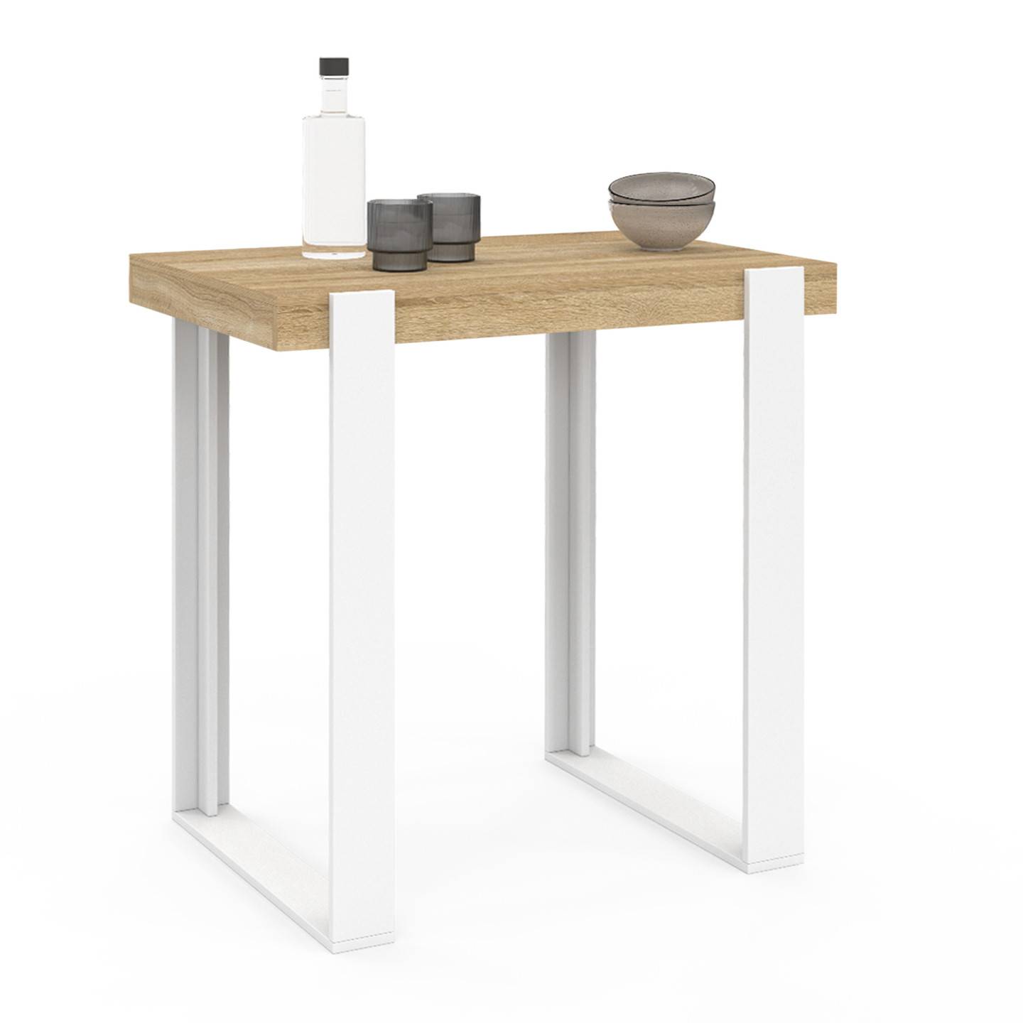 Table haute de bar PHOENIX bois et blanc 90 cm - Image 3