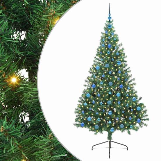 Sapin de Noël | Arbre de Noël artificiel pré-éclairé Vert 210 cm PVC Maison Chic - Image 1