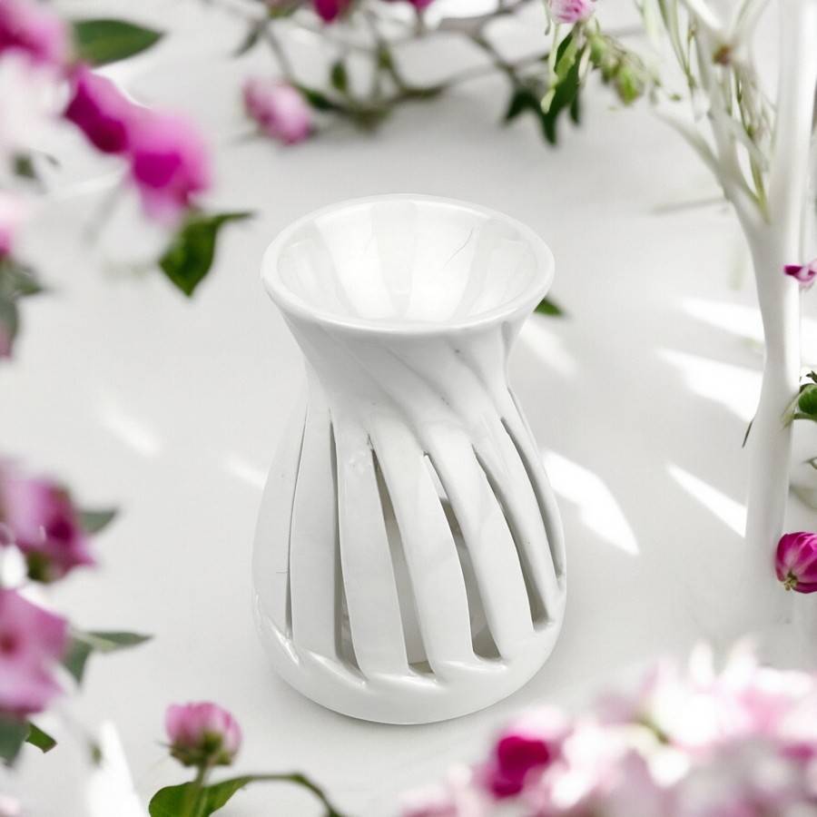 Brûle-Parfum Céramy Corta Blanc 50 ml - Atmosphère Parfumée - Déco Multifonction Minimaliste - H 12 cm - Zen'Arôme - Image 1