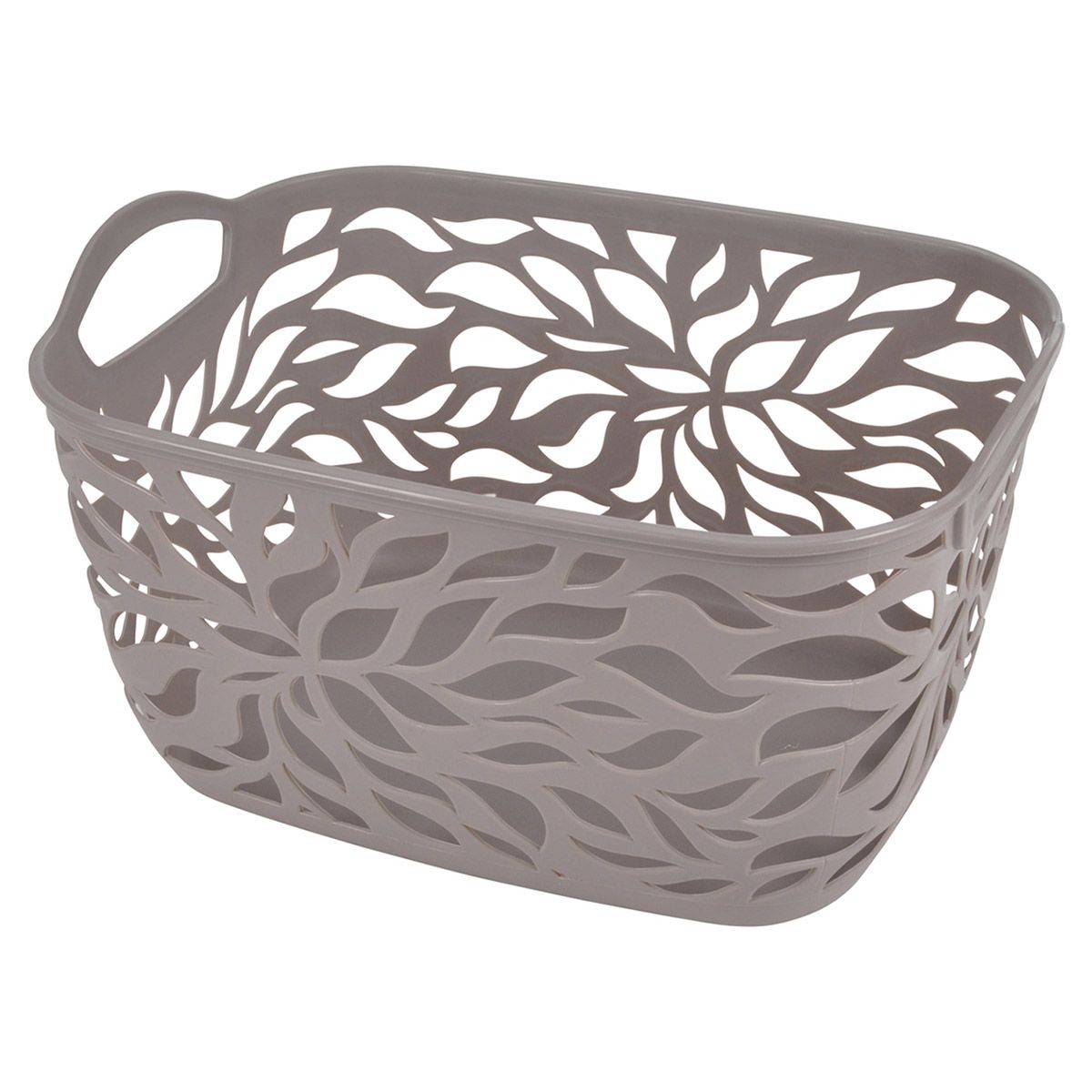Paris Prix - Panière à Linge "Motif Végétal" 3,5L Taupe
