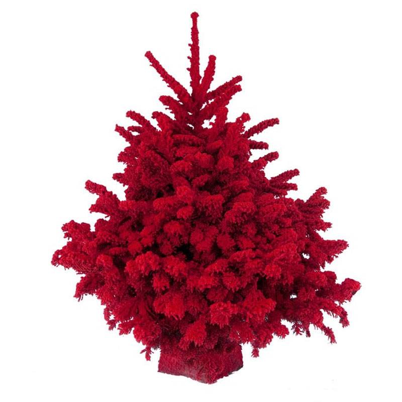 Sapin de Noël floqué rouge Nordmann naturel 120-140 cm