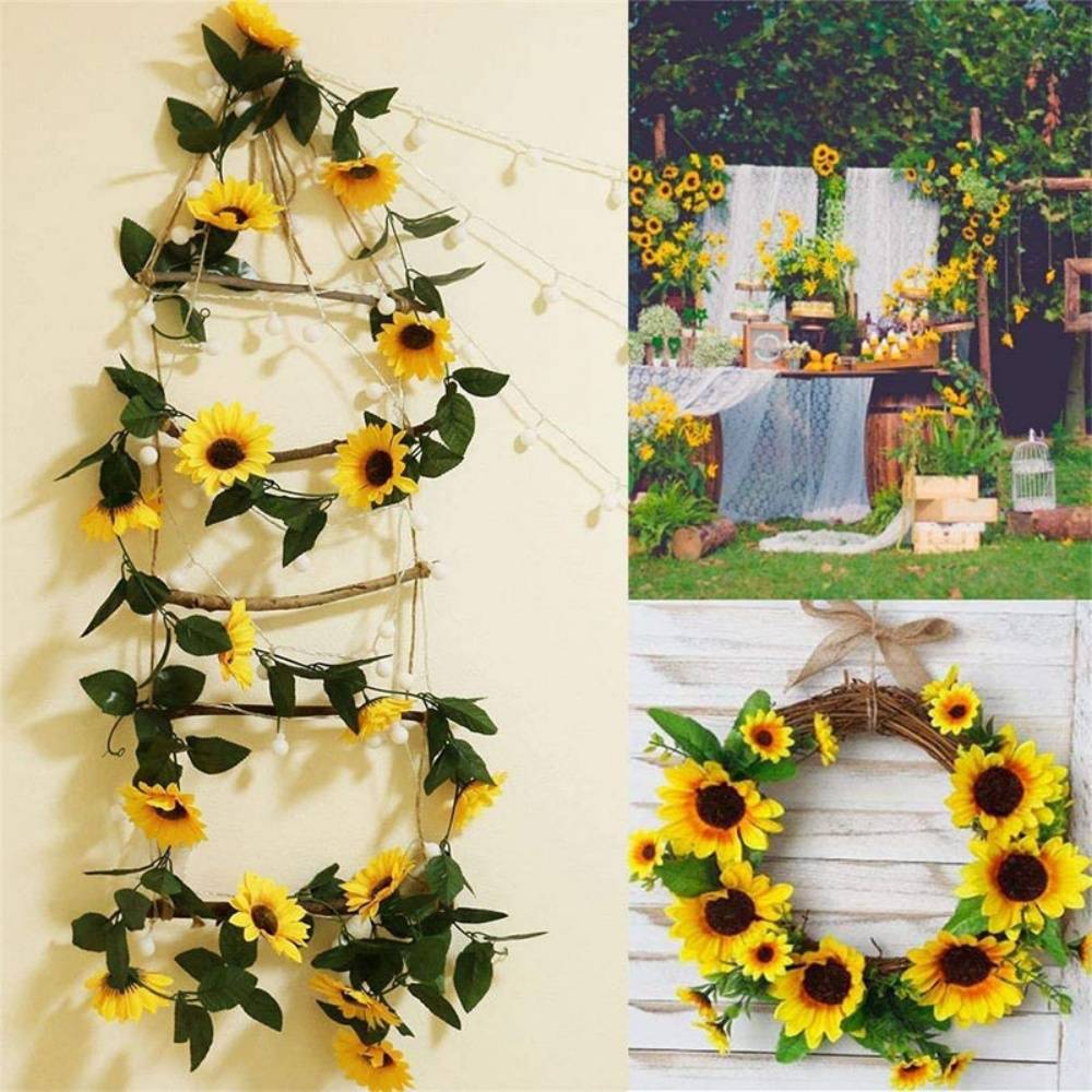 Décoration Tournesol pour Tuyaux - Lot de 2 Guirlandes avec 26 Fleurs - Cache Tuyaux Élégant pour Intérieur - Lytech - Image 2