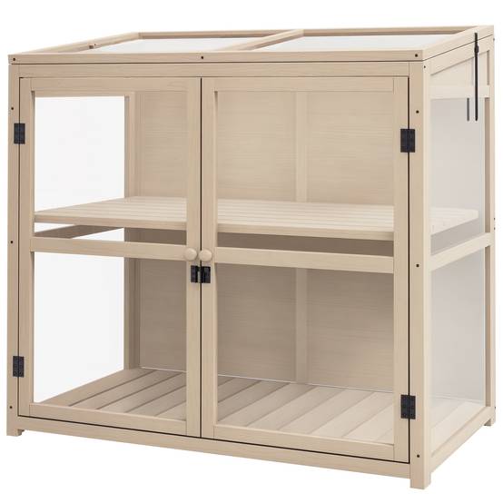 Mini serre sur pied bois acrylique carrés potagers 2 niveaux toit réglable 103cm - ComfortXL Outdoor Living - Image 1