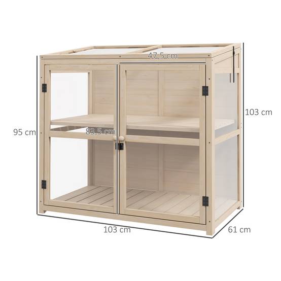 Mini serre sur pied bois acrylique carrés potagers 2 niveaux toit réglable 103cm - ComfortXL Outdoor Living - Image 5