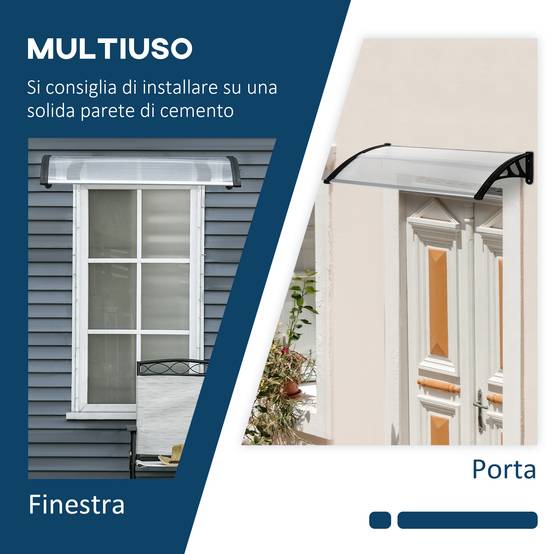 Auvent de porte en polycarbonate pour extérieur protection intempéries 110x60cm transparent - ComfortXL Outdoor Living - Image 8