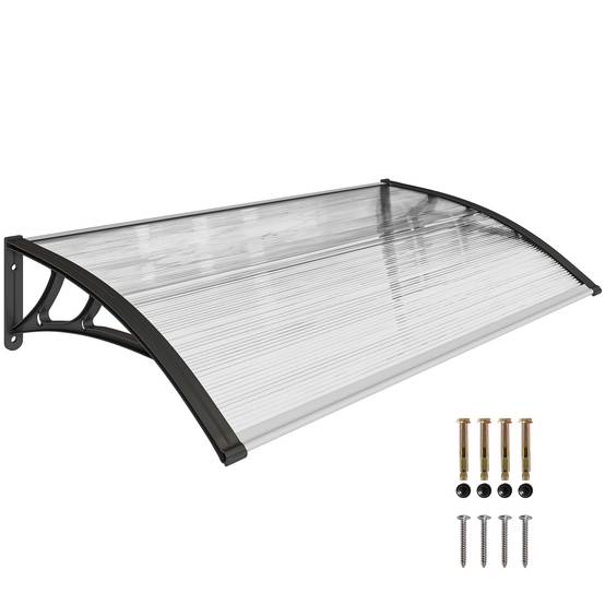 Auvent de porte en polycarbonate pour extérieur protection intempéries 110x60cm transparent - ComfortXL Outdoor Living - Image 1