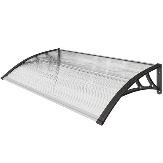 Auvent de porte en polycarbonate pour extérieur protection intempéries 110x60cm transparent - ComfortXL Outdoor Living - Image 2