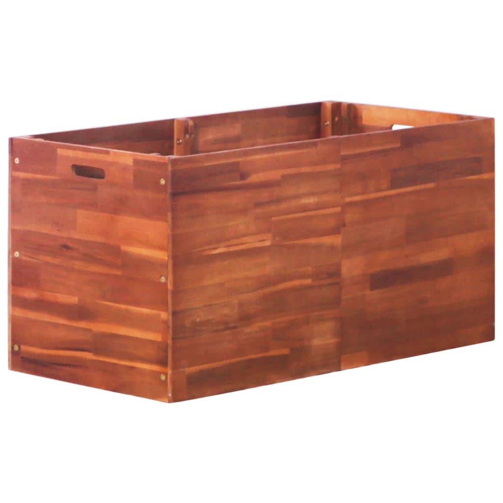 Jardinière lit surélevé plantes fleurs jardin 100 x 50 x 50 cm bois d'acacia - Image 1