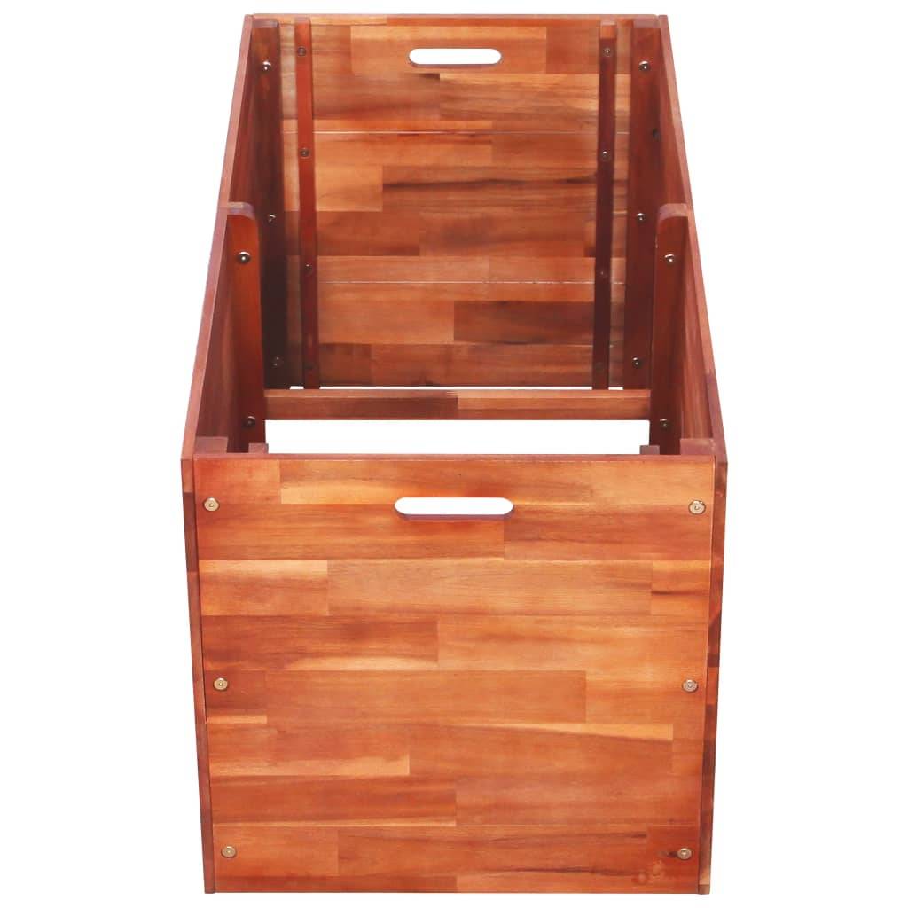 Jardinière lit surélevé plantes fleurs jardin 100 x 50 x 50 cm bois d'acacia - Image 2