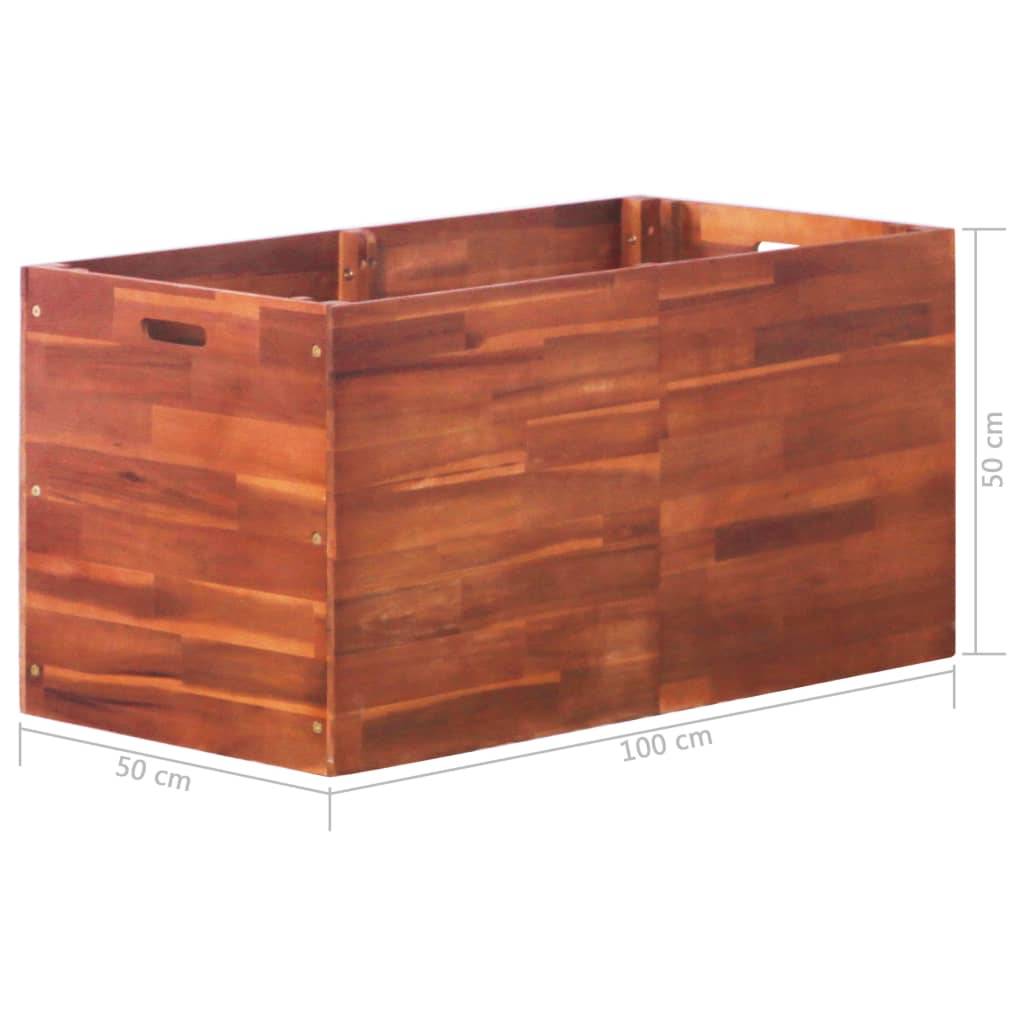 Jardinière lit surélevé plantes fleurs jardin 100 x 50 x 50 cm bois d'acacia - Image 6