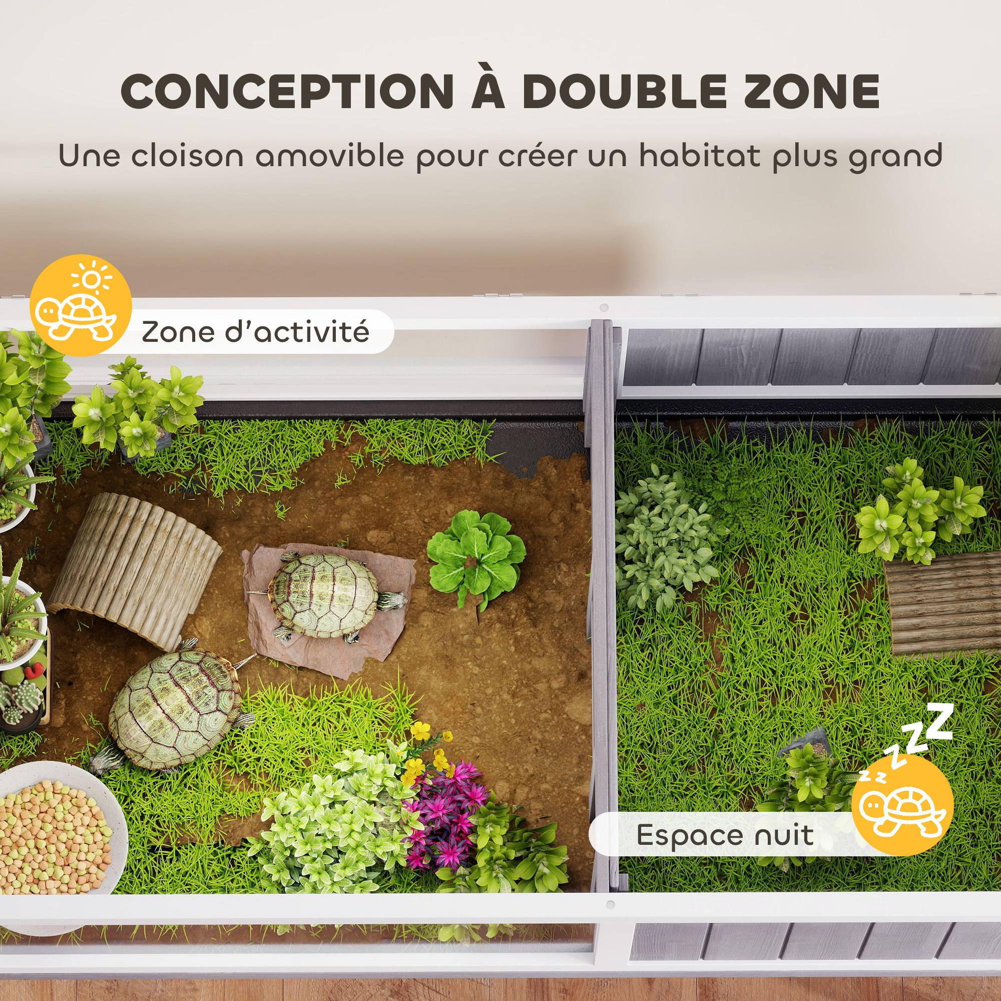Maison Tortue Terre Bois Sapin Habitat Surélevé Nettoyage Facile 104x53x82cm Gris - ComfortXL Outdoor Living - Image 6