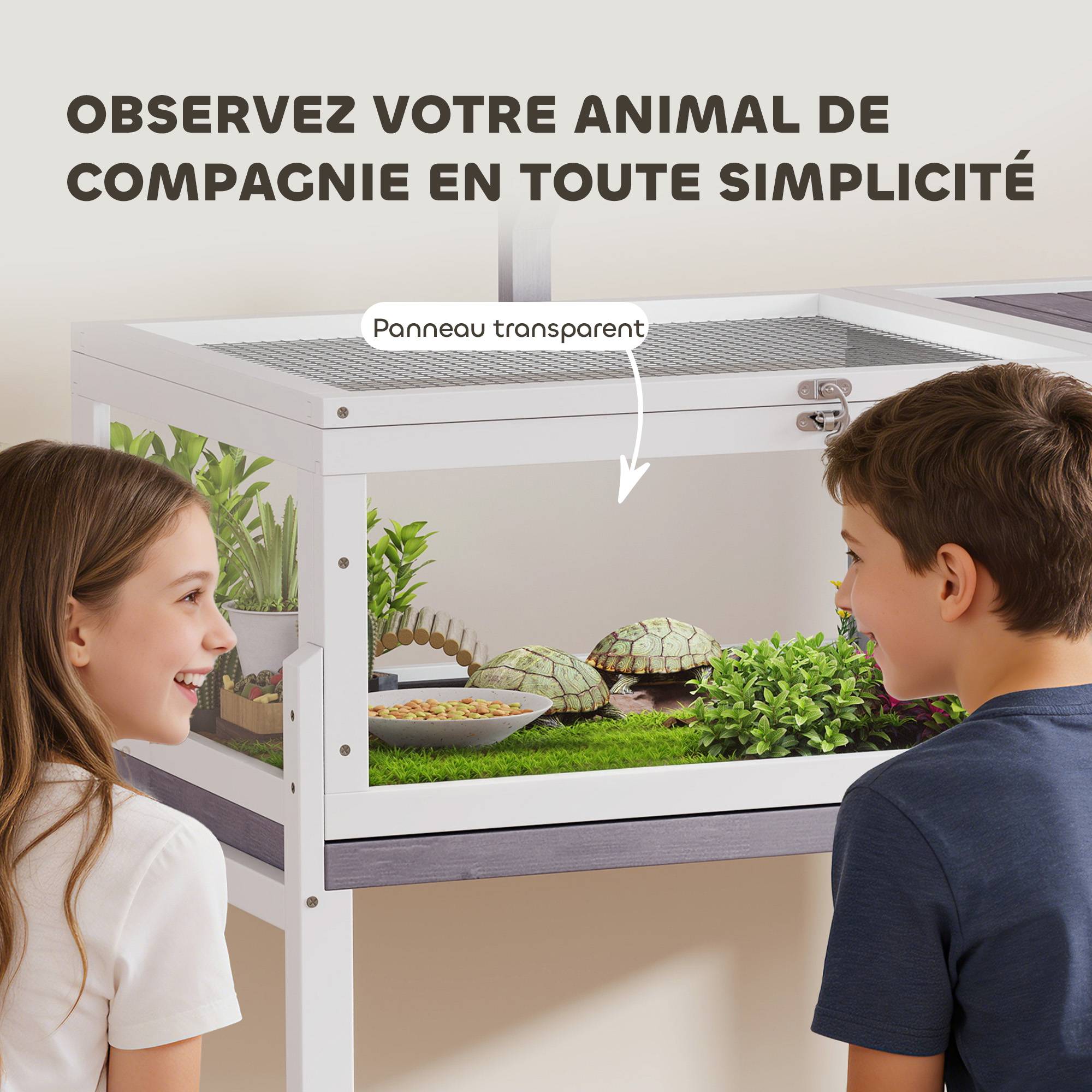 Maison Tortue Terre Bois Sapin Habitat Surélevé Nettoyage Facile 104x53x82cm Gris - ComfortXL Outdoor Living - Image 8
