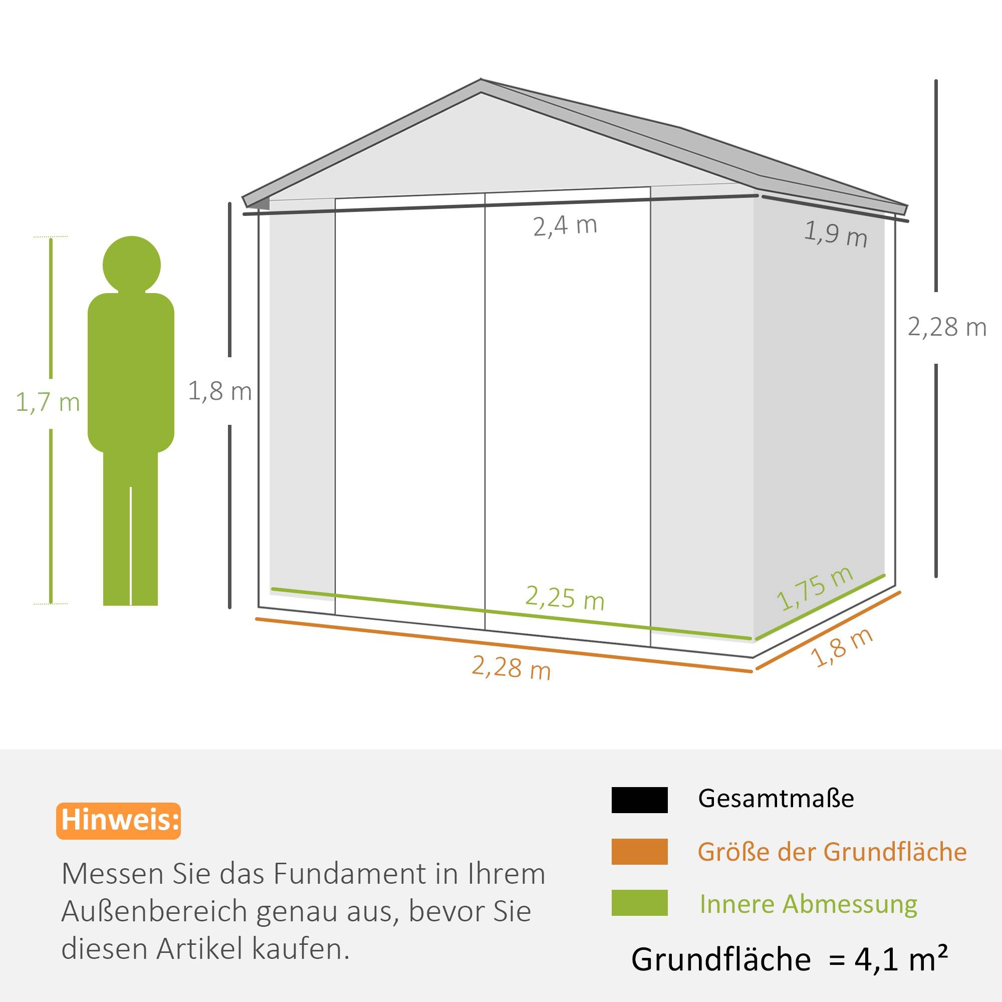 ComfortXL - Abri de jardin en plastique et aluminium 240 x 190 x 228 cm gris clair avec fondation rangement extérieur - Image 5