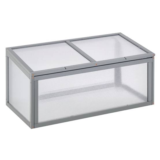 ComfortXL - Mini Serre Châssis Bois Polycarbonate Jardin Semis Potager 90x46cm Gris - ComfortXL Outdoor Living - Image 2