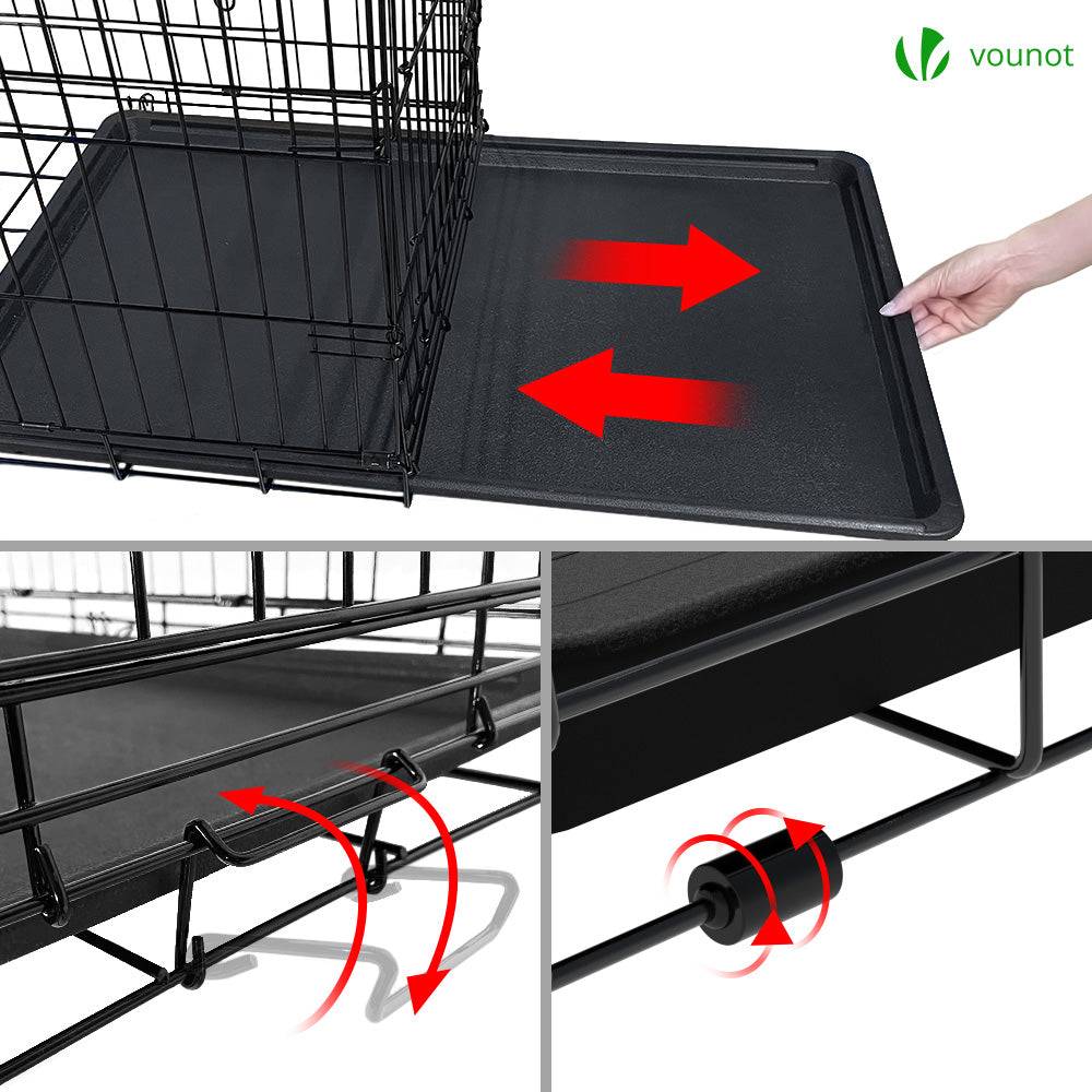 Vounot - Cage pour chien pliable avec 2 portes verrouillable plateau amovible et housse de protection 92x58x64cm - Image 5