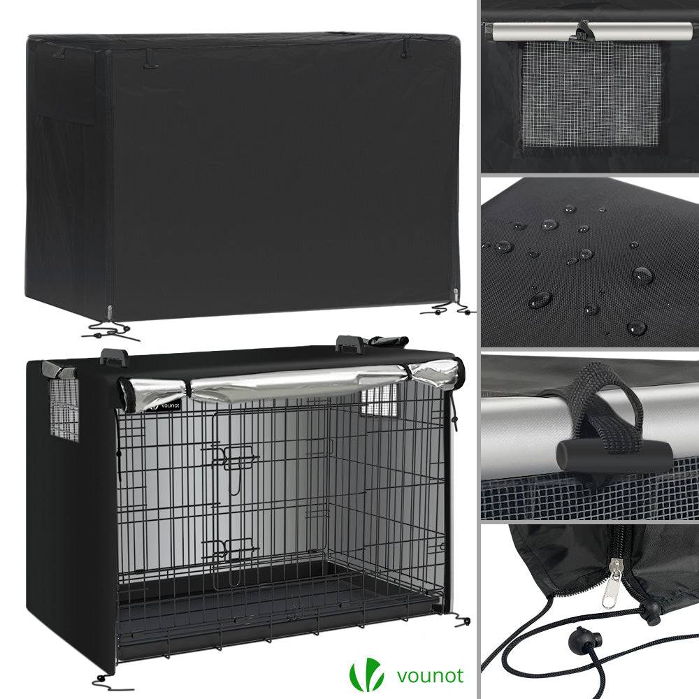 Vounot - Cage pour chien pliable avec 2 portes verrouillable plateau amovible et housse de protection 92x58x64cm - Image 6