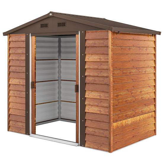 Abri de jardin acier galvanisé effet bois 235,7 x 152 x 208,7 cm - PANGIVO - Image 2