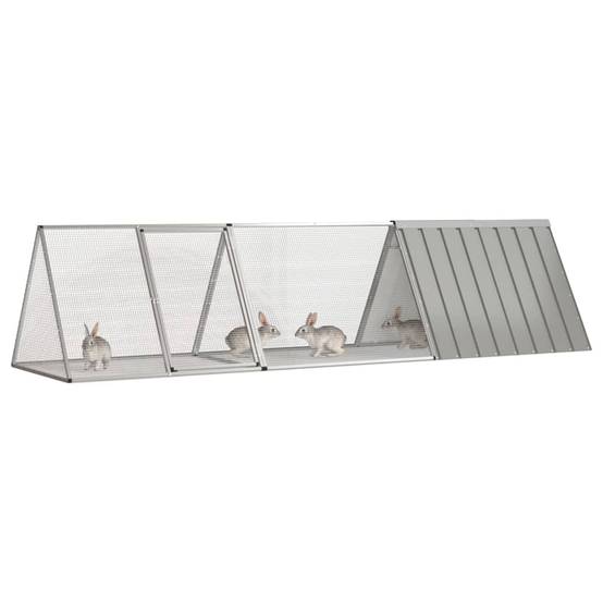 Vidaxl - Cage à lapin grise 302,5 x 80,5 x 71 cm en acier galvanisé vidaXL 3106449 - Image 2