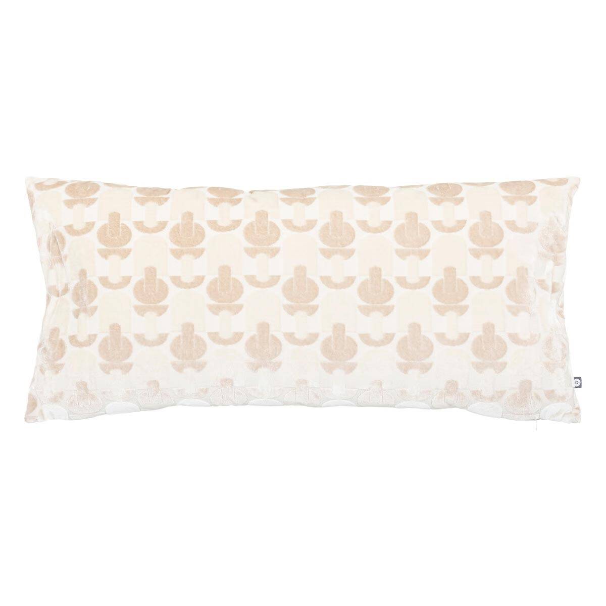 Coussin Jacquard en Velours "Luna" 35x75cm Beige Lin - Image 1