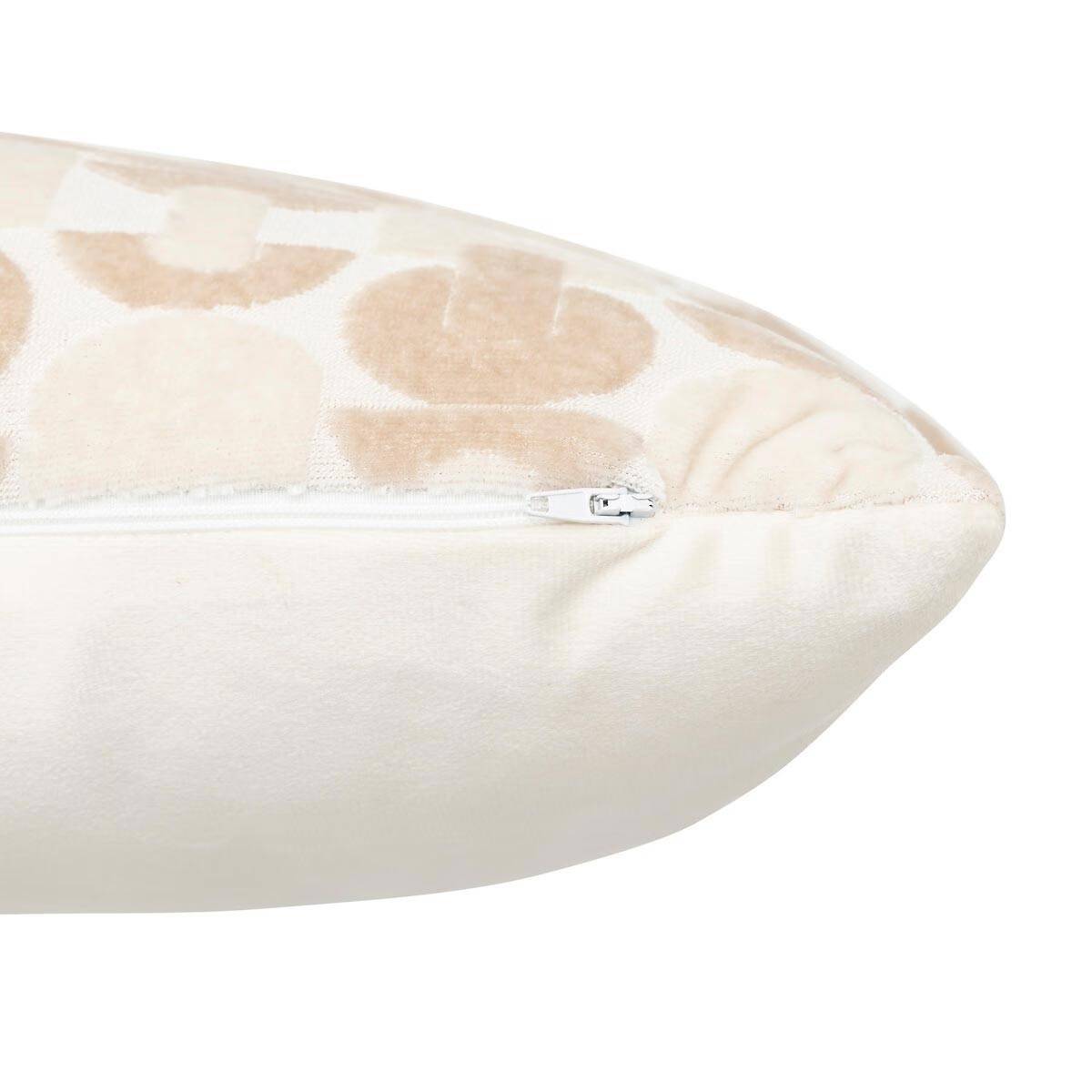 Coussin Jacquard en Velours "Luna" 35x75cm Beige Lin - Image 3
