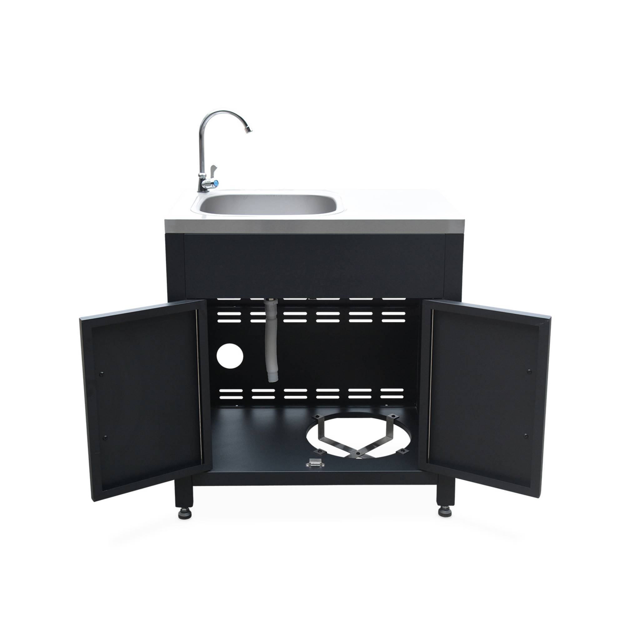 Meuble de cuisine extérieure en acier avec évier L80cm | sweeek - Image 6