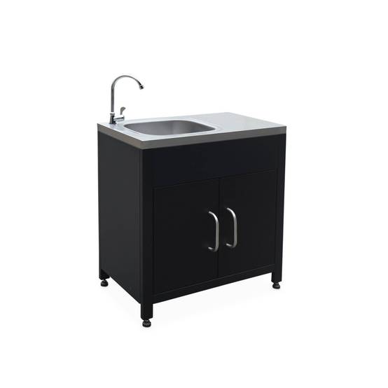 Meuble de cuisine extérieure en acier avec évier L80cm | sweeek - Image 2