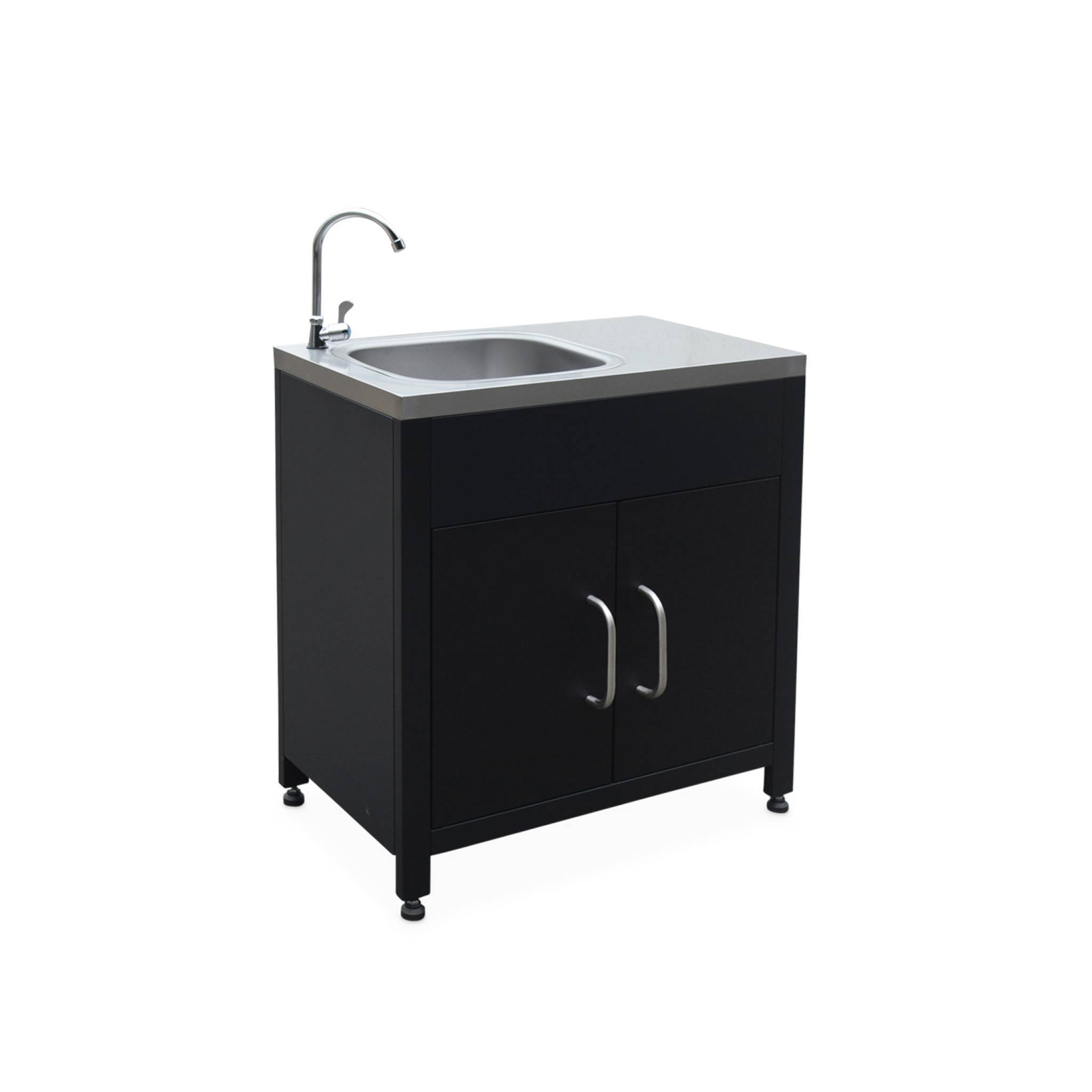 Meuble de cuisine extérieure en acier avec évier L80cm | sweeek - Image 2