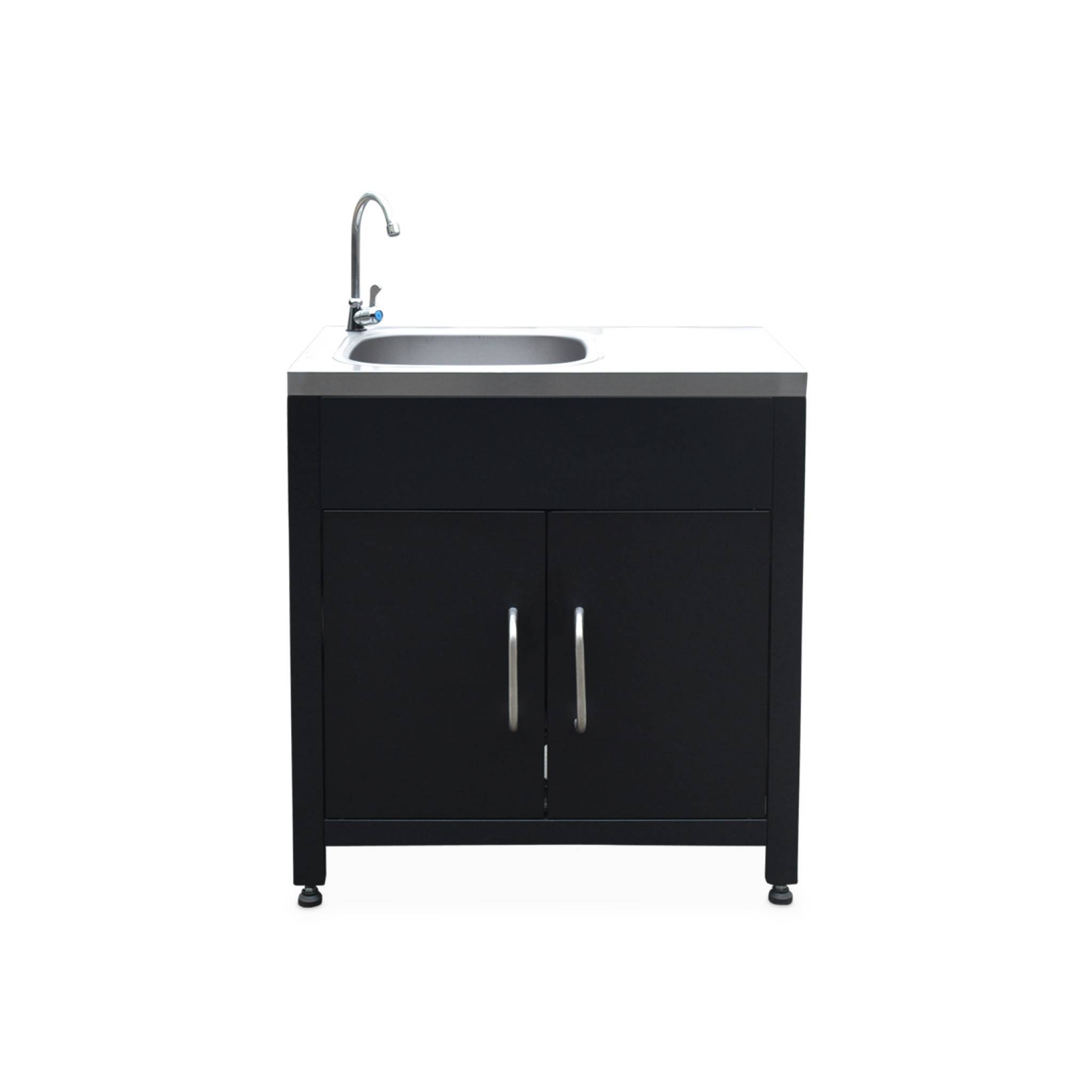 Meuble de cuisine extérieure en acier avec évier L80cm | sweeek - Image 5