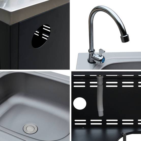 Meuble de cuisine extérieure en acier avec évier L80cm | sweeek - Image 7