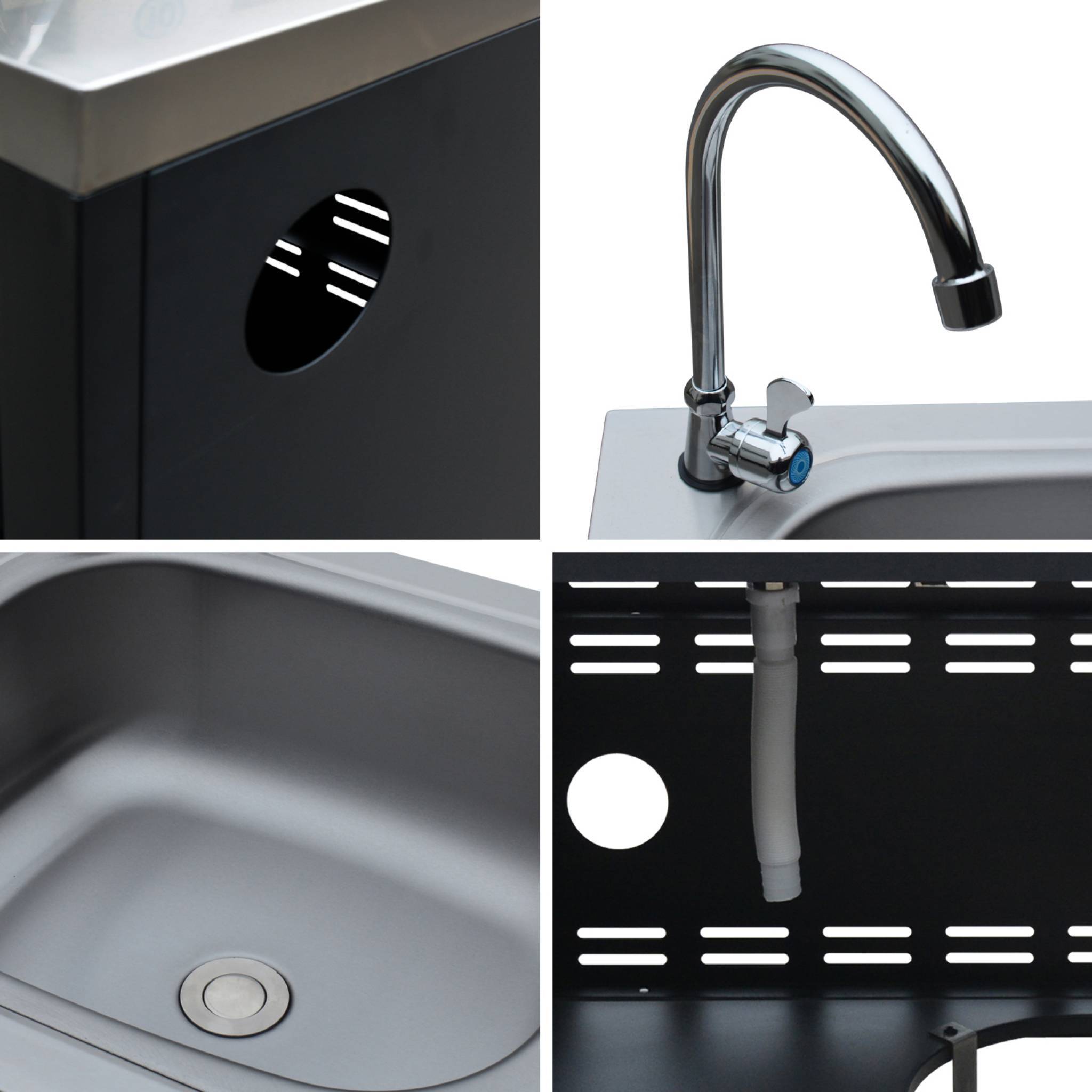 Meuble de cuisine extérieure en acier avec évier L80cm | sweeek - Image 7