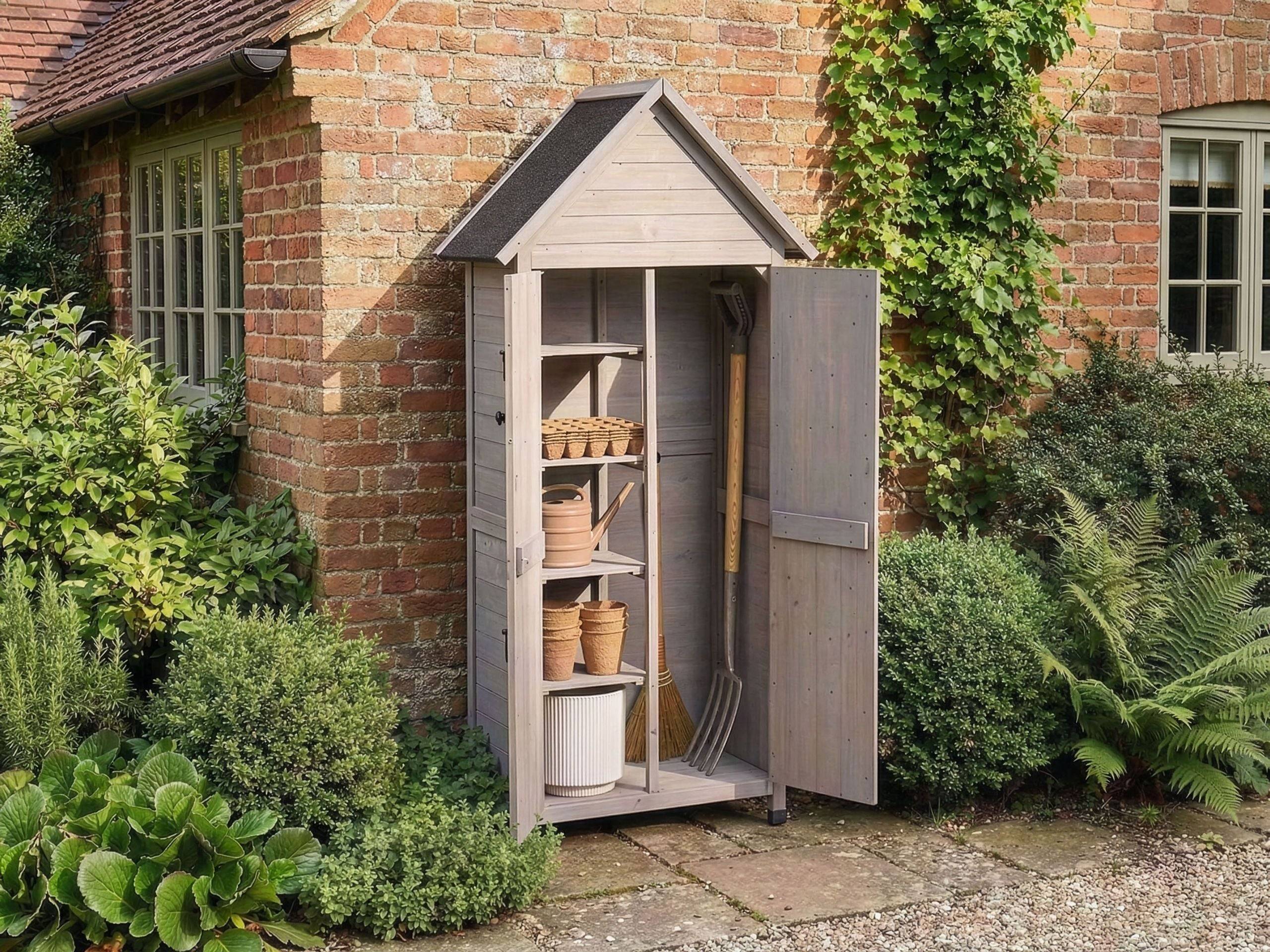 Beliani - Abri de jardin Bois de sapin Gris SENIGA - 85x46x183- Beliani - Image 1
