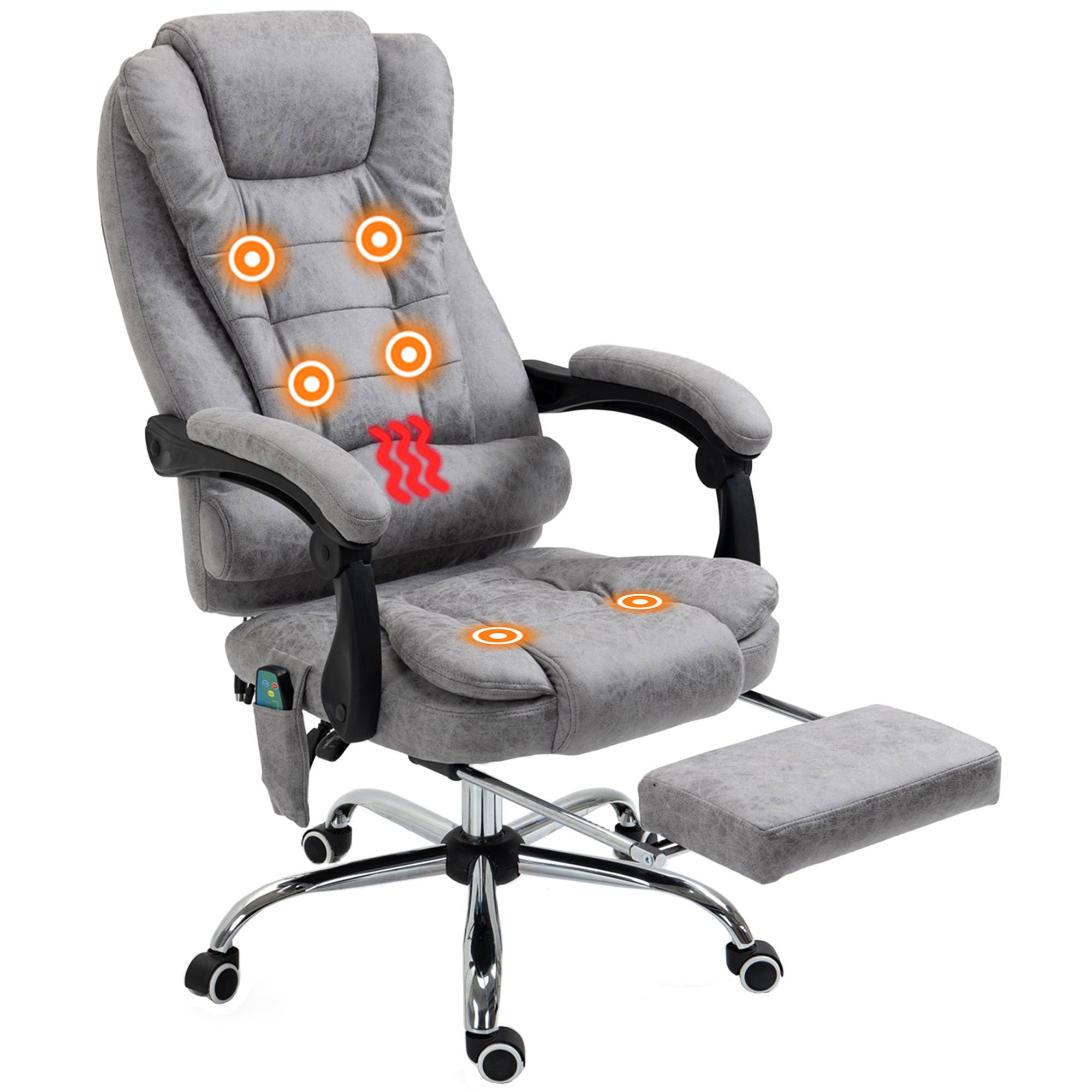 Sans Marque - Fauteuil de bureau direction massant chauffant hauteur réglable dossier inclinable toile de microfibre gris - Image 2