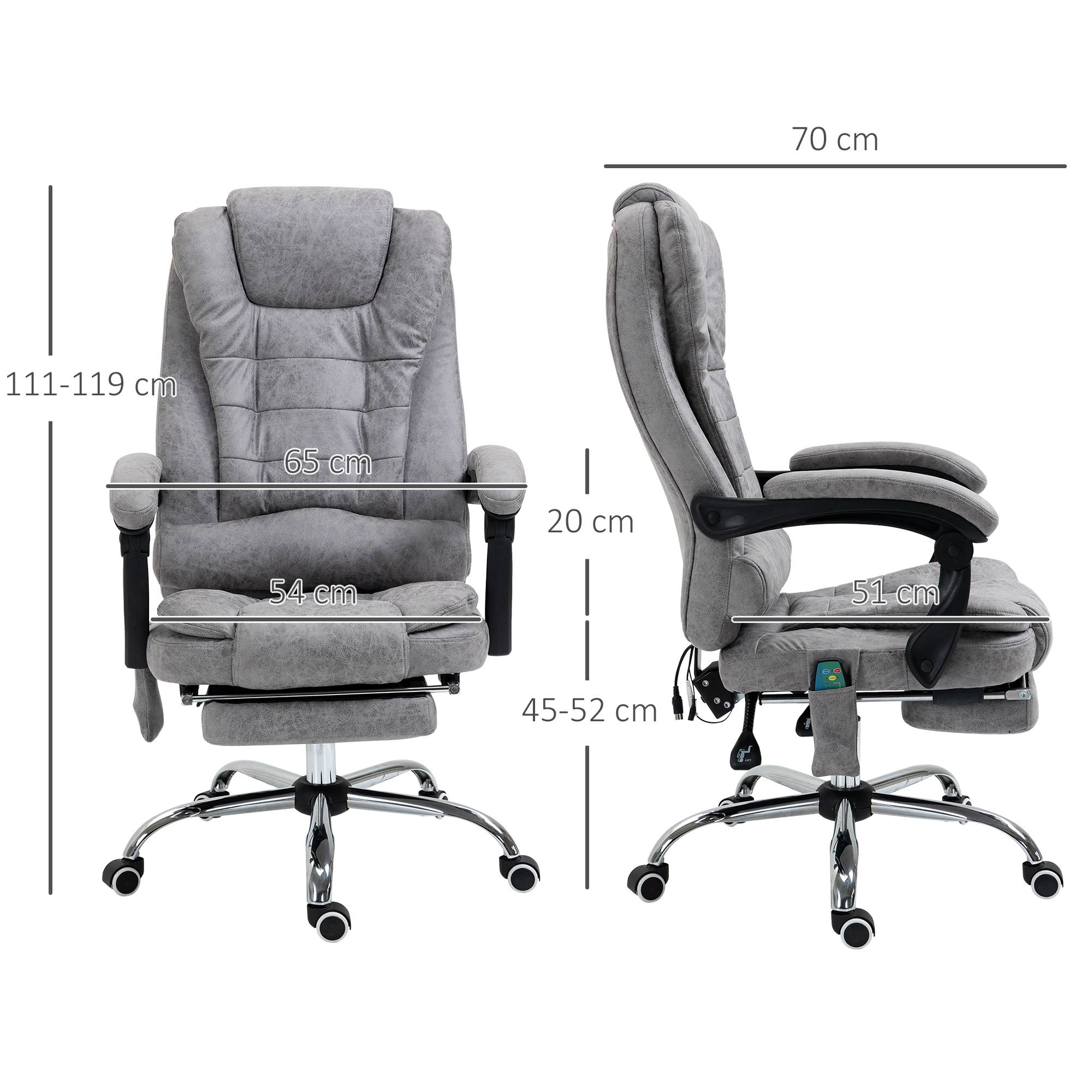 Sans Marque - Fauteuil de bureau direction massant chauffant hauteur réglable dossier inclinable toile de microfibre gris - Image 5