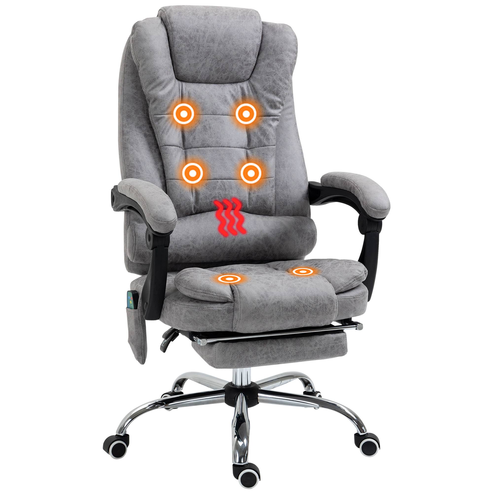 Sans Marque - Fauteuil de bureau direction massant chauffant hauteur réglable dossier inclinable toile de microfibre gris - Image 1