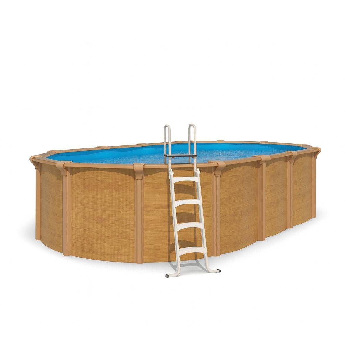 Piscine hors sol acier ovale 7,30 x 3,65 x 1,32 m aspect bois OSMOSE - Image 1