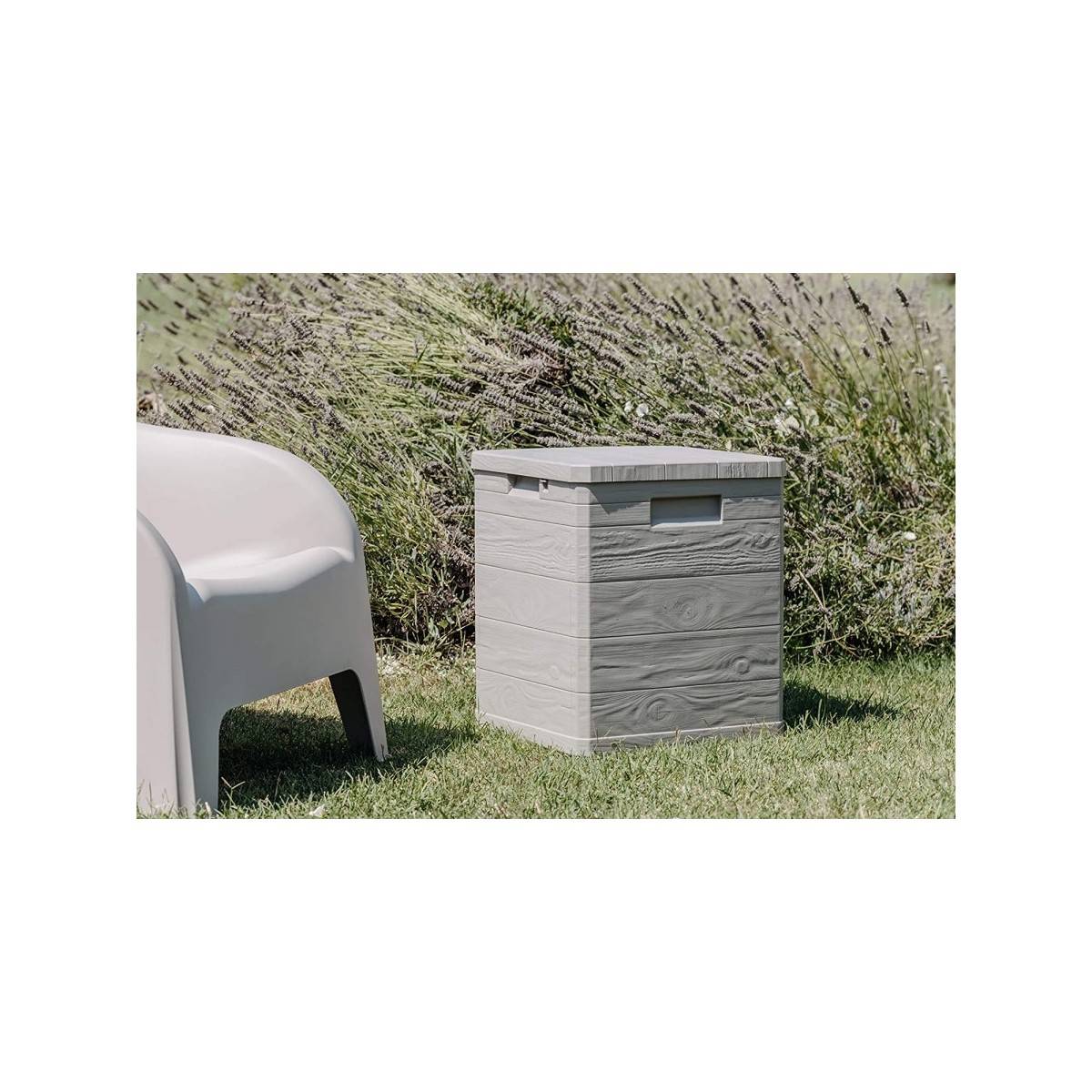 Coffre de jardin en résine 90 Litres Gris Taupe 42 x 44 x 50cm TOOMAX - Image 3