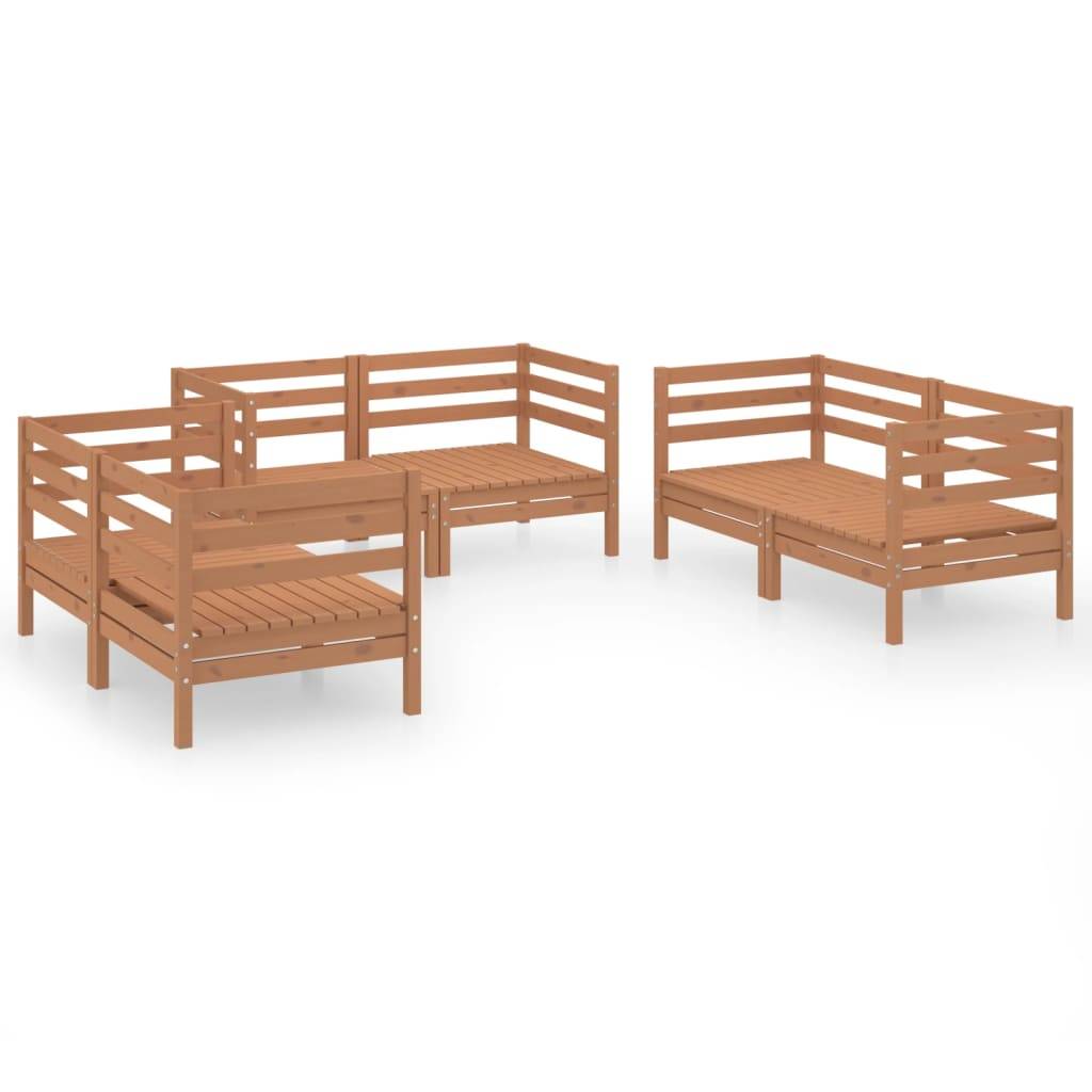 Helloshop26 - Salon de jardin meuble d'extérieur ensemble de mobilier 6 pièces marron miel bois de pin massif - Image 1
