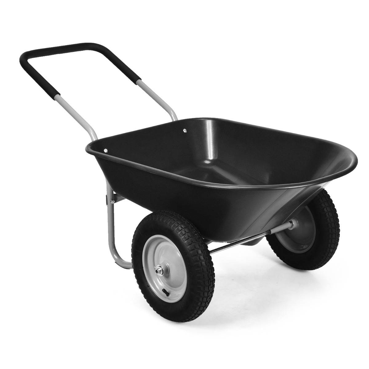 Brouette de Jardin 2 Roues Brouette de Jardin Résistante en Fer avec Pneus Ø35cm Charge Max 100KG pour Jardinage/Maçonnerie Noir - Image 4