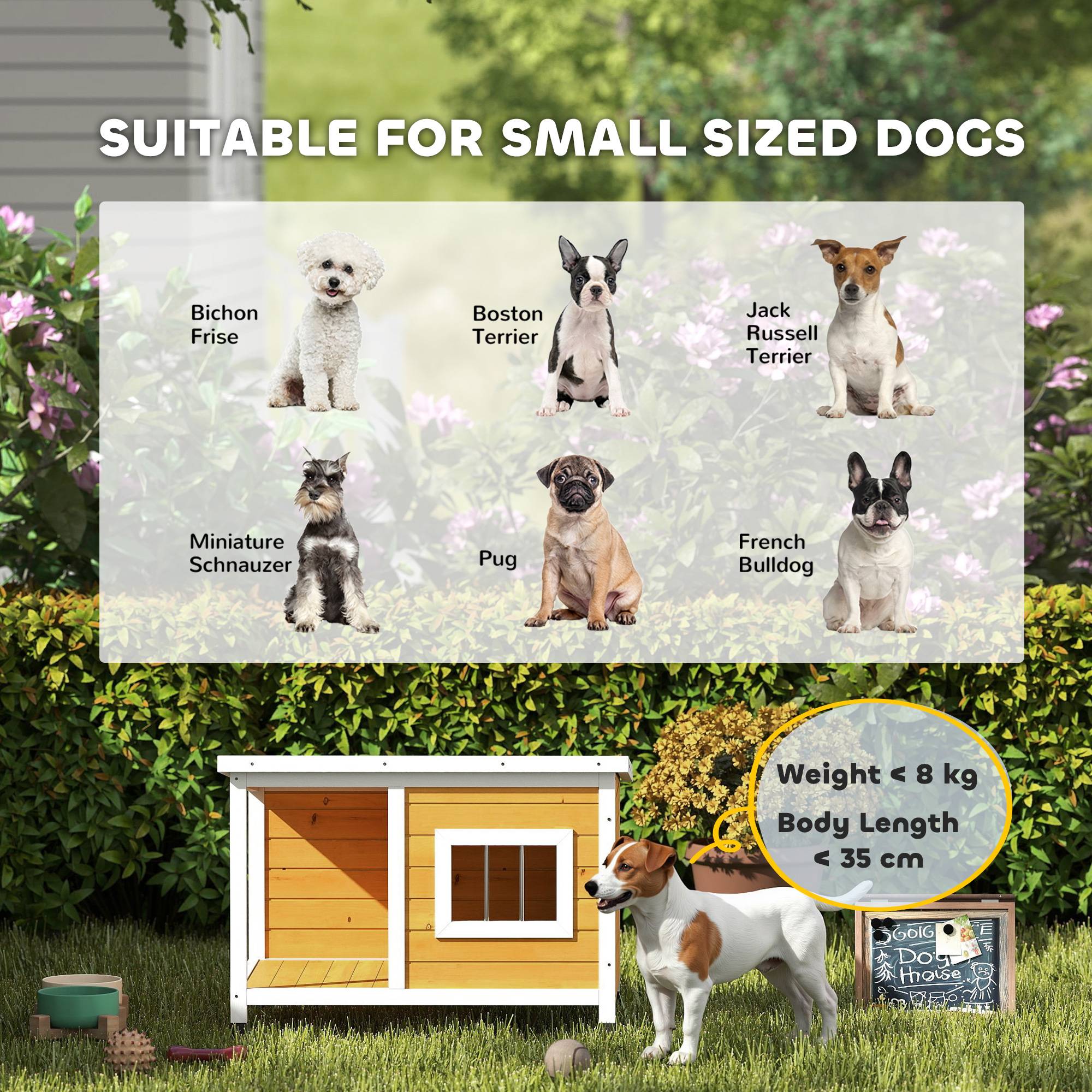 Sans Marque - Niche pour chien extérieur maison chien intérieur en bois avec toit ouvrant et fenêtre 85,5L x 62l x 60H cm orange - Image 10