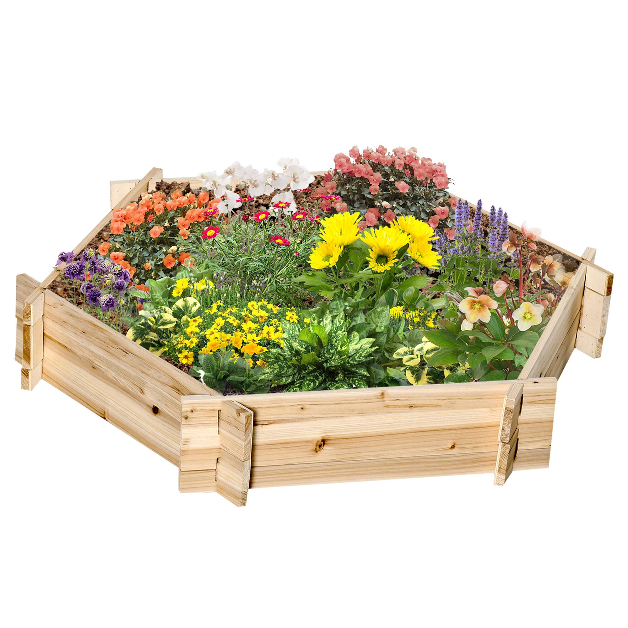 Sans Marque - Potager sans fond structure emboîtable bois 100x92x16 cm - Image 1