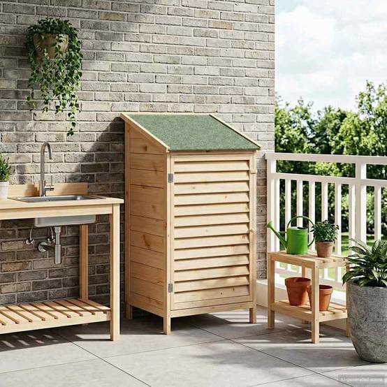 PANGIVO - Abri de jardin bois de sapin naturel 59 x 56 x 113.5 cm, poids:13.64kg - PANGIVO - Image 3
