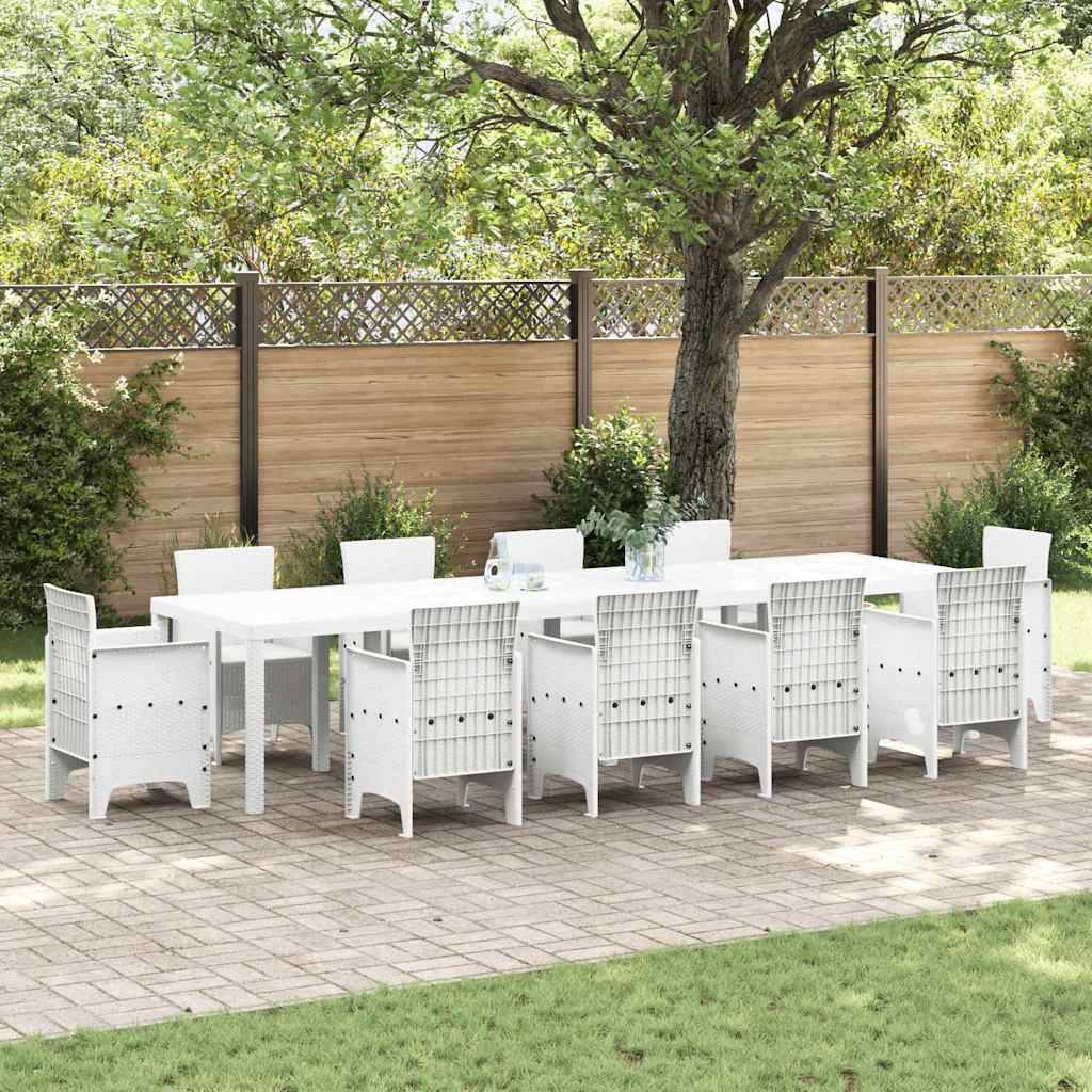 Table de Banquet Extérieure 350cm Blanche en Résine Tressée, Capacité XXL pour Jardin et Terrasse – ComfortXL Outdoor Living - Image 1
