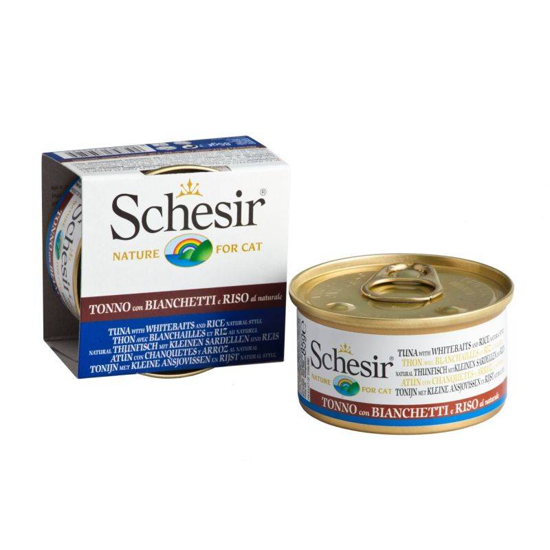 Schesir - Pâtée, naturel filet de thon/blanchailles/riz chat (boite 85g)- SCHESIR 85 g