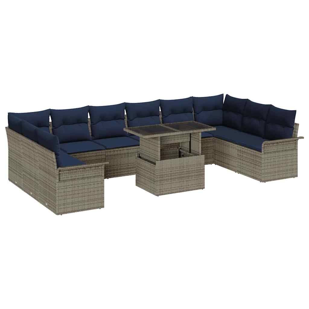 Vidaxl - Ensemble de canapé de jardin 11 pcs Gris Poly rotin vidaXL 3348361 - Image 2