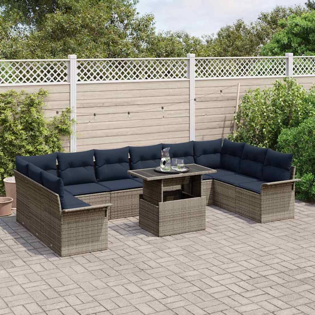 Vidaxl - Ensemble de canapé de jardin 11 pcs Gris Poly rotin vidaXL 3348361 - Image 4