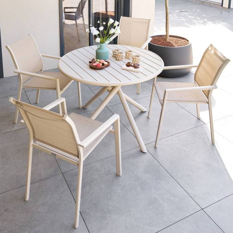 Hesperide - Table de jardin 4 places Nebullia D105cm argile - Hespéride - Image 8