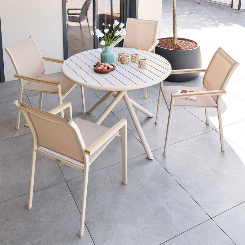 Hesperide - Table de jardin 4 places Nebullia D105cm argile - Hespéride - Image 7