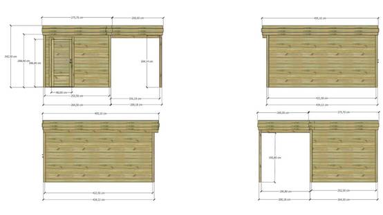 ABRI DE JARDIN bois autoclave 27mm - 4,64x4,34m / 20m2 - Bac acier - Abri Français - Image 4