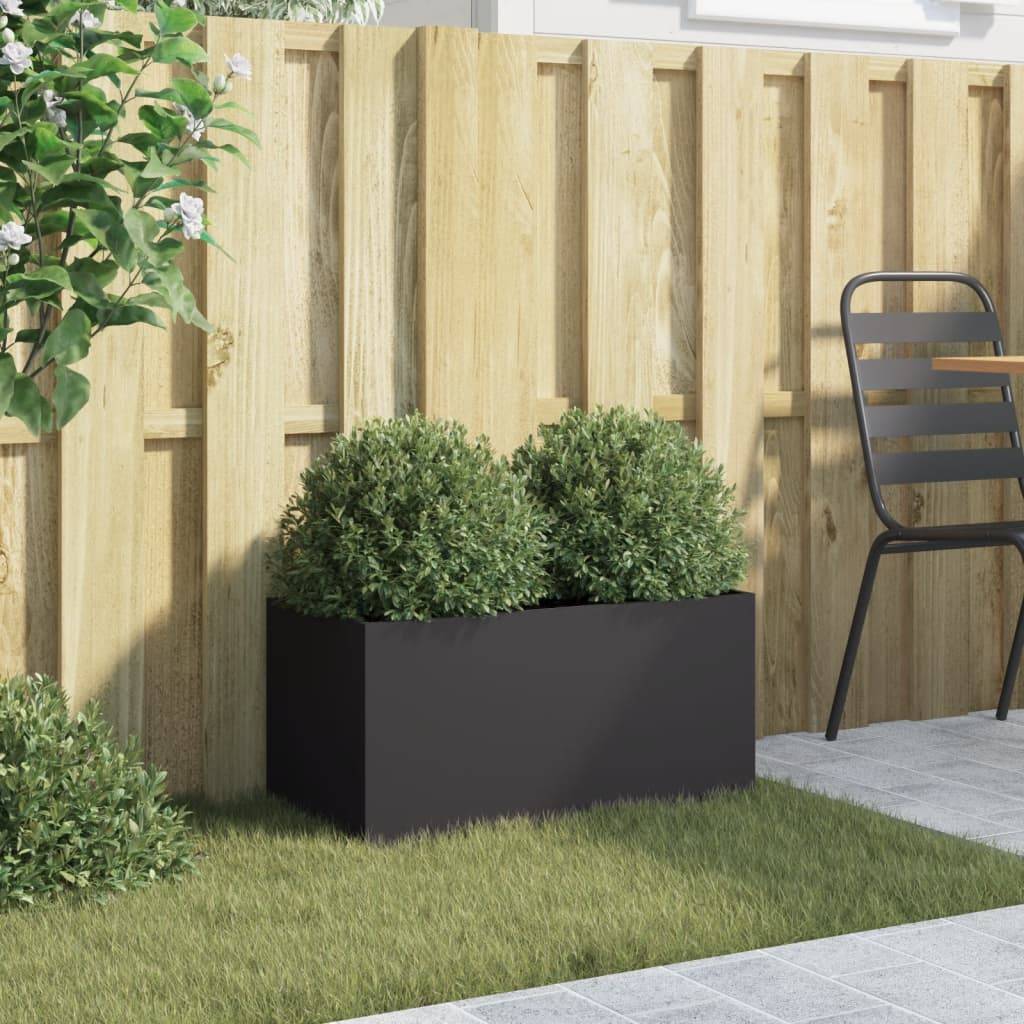 Jardinière - Bac à fleurs - Pot de fleurs noir 62x30x29 cm acier - Image 3